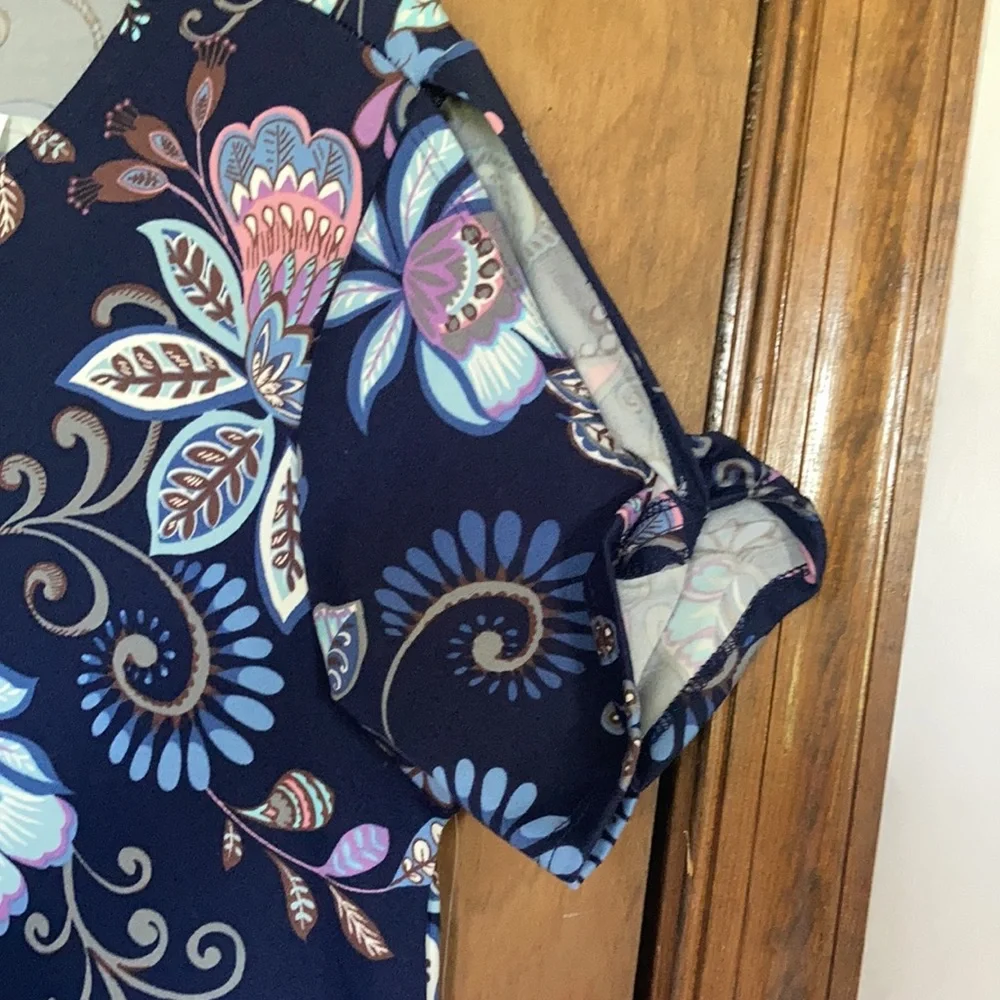 Harlow & Rose dress floral print pullover soft with stretch casual boho M - Picture 6 of 17